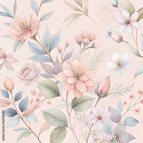 Flat floral and botanicals decorative pattern design