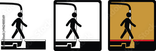 icon Mind the gap black outline for web site design 
and mobile dark mode apps 
Vector illustration on a white background
