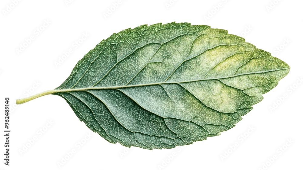 Obraz premium A leaf with a yellow spot on it