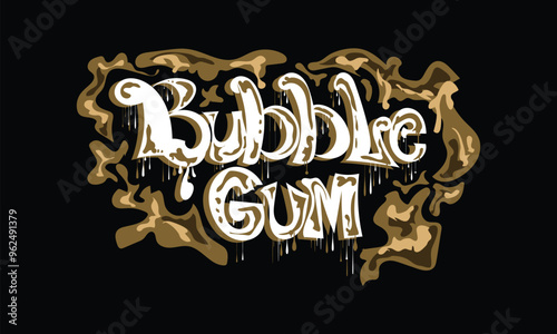 BUBBLE GUM word lettering style design