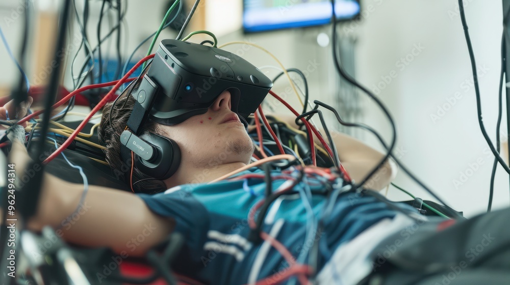 Obraz premium Man wearing VR Headset