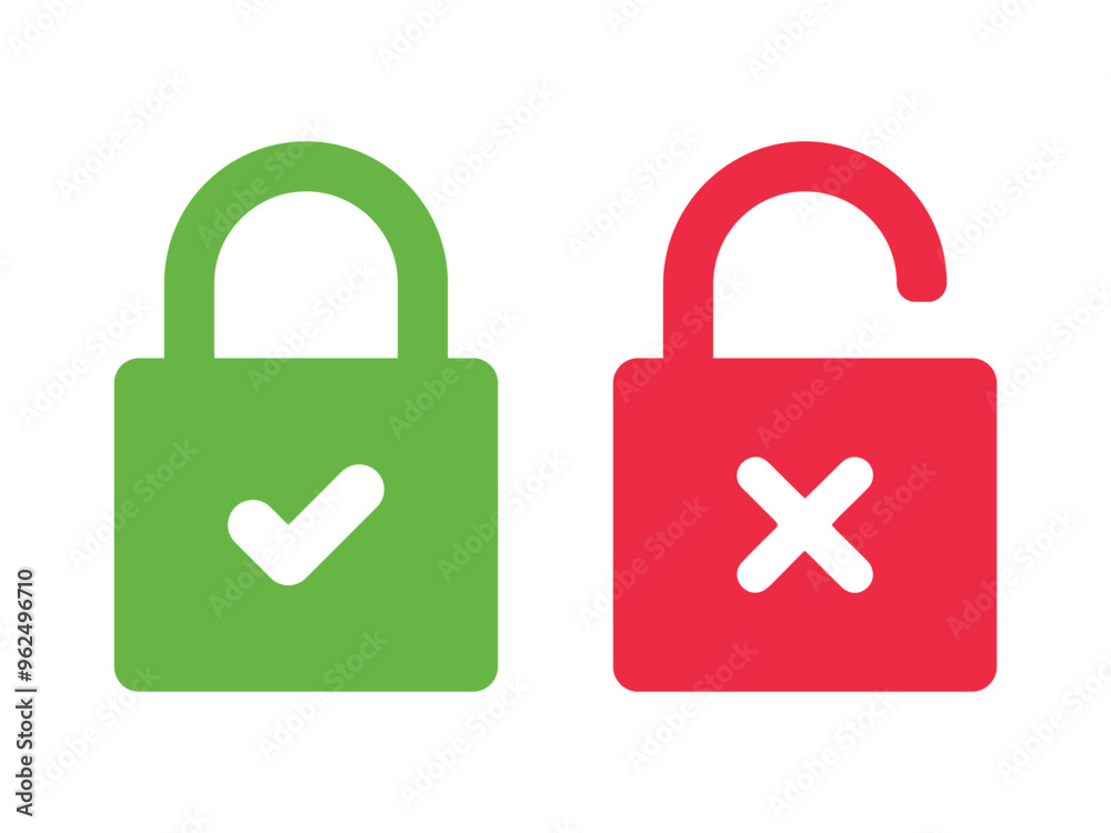 Lock icon. Padlock open and closed. Locked and unlocked icon. Security symbol Vector.
Lock icon. Padlock open and closed. Locked and unlocked icon. Security symbol Vector.