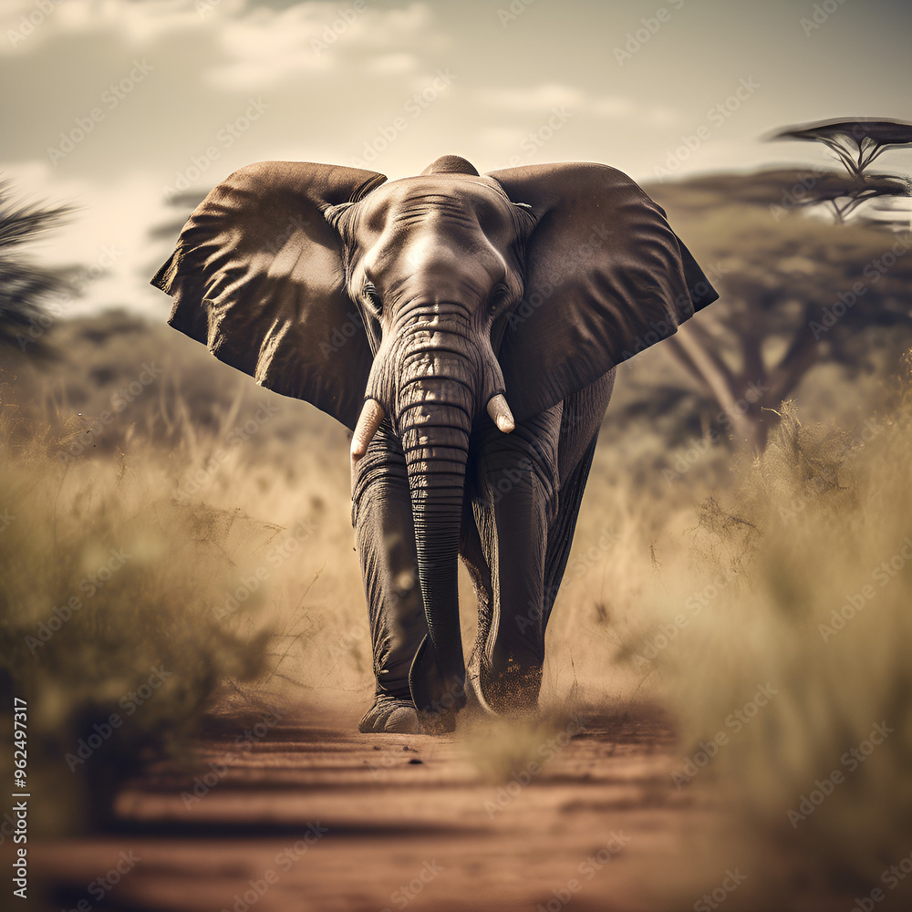 Obraz premium elephant at sunset