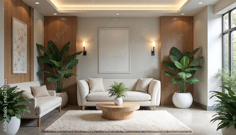 A peaceful reception area with elegant seating, greenery, and calming decor in a wellness clinic.
A peaceful reception area with elegant seating, greenery, and calming decor in a wellness clinic.