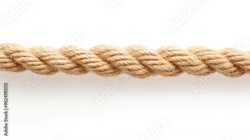 Close-up of a Twisted Brown Rope on a White Background