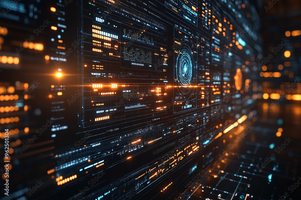 Visualizing complex data set on virtual screen, big data technology and data science, business analytics and finance concept. Visualizing complex data set on virtual screen, big data technology and data science, business analytics and finance concept.