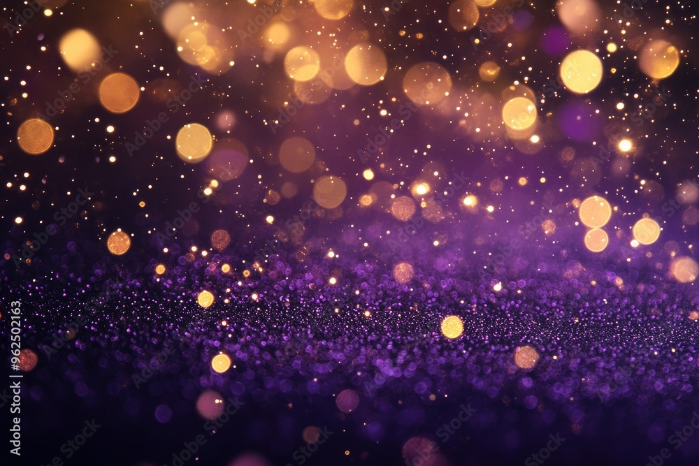 Abstract luxury Christmas background, purple and gold, bokeh effect and sparkles, in the middle there is space for text with generative ai Abstract luxury Christmas background, purple and gold, bokeh effect and sparkles, in the middle there is space for text with generative ai