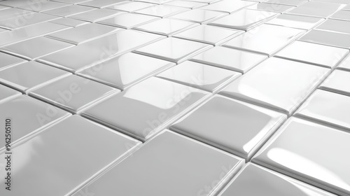 White Glossy Square Tiles Abstract Background