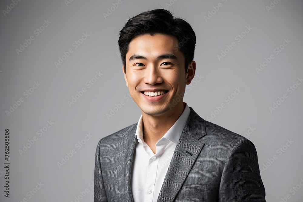 Portrait of a Confident and Stylish Young Asian Man Smiling at the Camera Portrait of a Confident and Stylish Young Asian Man Smiling at the Camera
