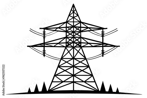 Power tower silhouette vector illustration