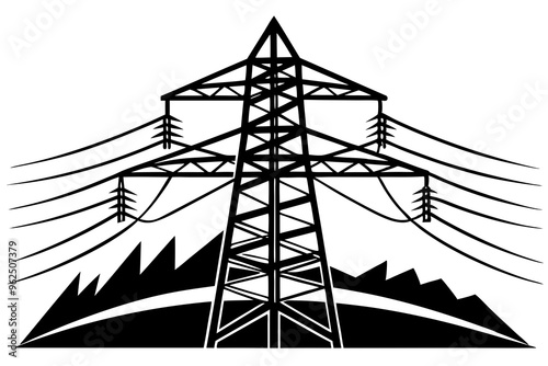 Power tower silhouette vector illustration