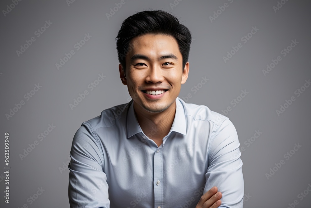 Vibrant Portrait of a Confident Young Asian Man with a Friendly Smile Vibrant Portrait of a Confident Young Asian Man with a Friendly Smile