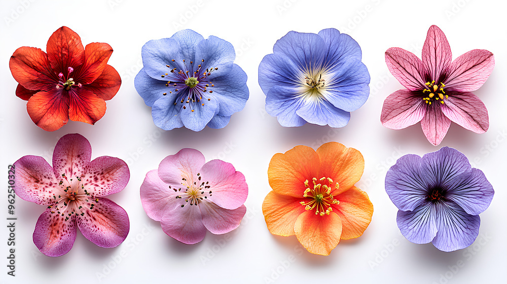 various beautiful blooming flowers isolated on white background various beautiful blooming flowers isolated on white background