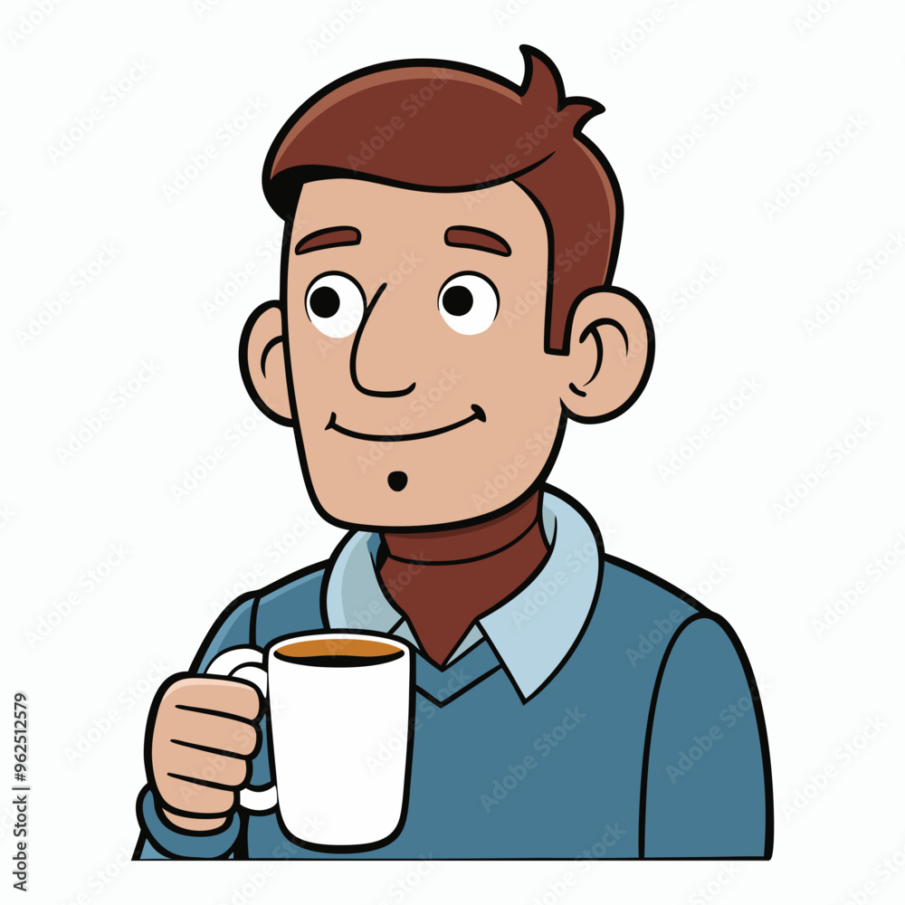vector a man drinking a one cup of coffee vector a man drinking a one cup of coffee