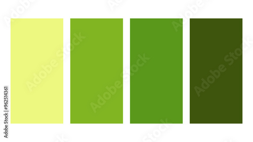 Olive green, lime green, yellow green, green color palette. Set of bright color palette combination in rgb hex. Color palette for ui ux design. Abstract vector illustration for your graphic design