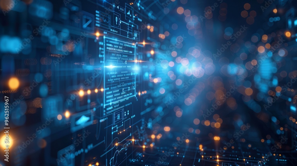 custom made wallpaper toronto digitalDigital background featuring various digital icons and data visualizations on a blue backdrop