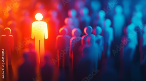 A glowing figure stands out from the crowd.