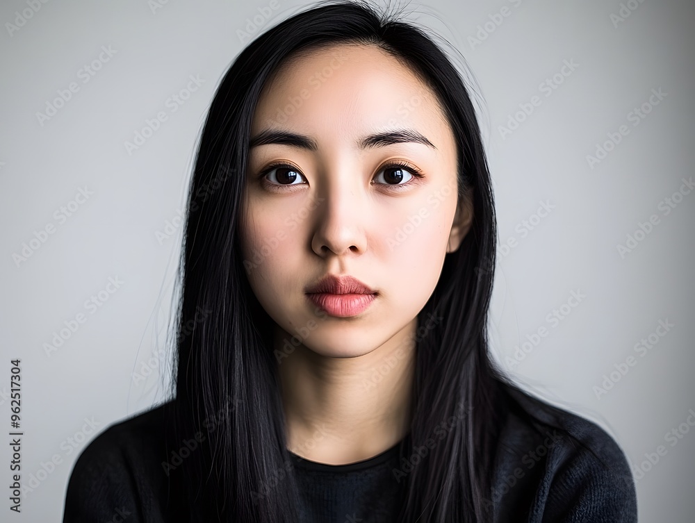 Beautiful Young Asian Woman with Long Black Hair Portrait Beautiful Young Asian Woman with Long Black Hair Portrait