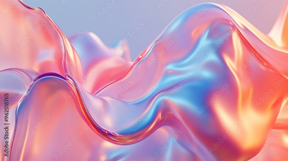 The sculpture is a captivating holographic creation, with iridescent hues and organic shapes that float in the air, rendered in Cinema 4D with soft, reflective lighting The sculpture is a captivating holographic creation, with iridescent hues and organic shapes that float in the air, rendered in Cinema 4D with soft, reflective lighting