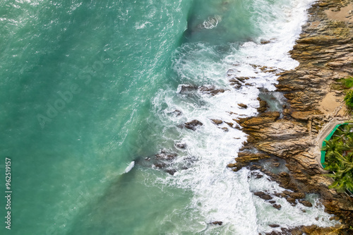 High angle view Beautiful Seashore in summer high season at Phuket island Thailand