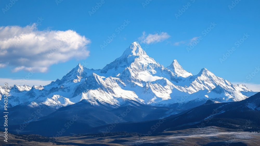 custom made wallpaper toronto digitalSnow-capped mountain range with a prominent peak under a bright blue sky