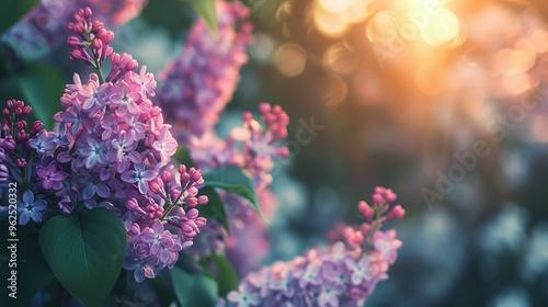 Abundant Copy Space Image: Beautiful Blooming Lilac Bush Outdoors