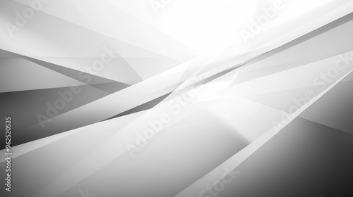 Abstract white and grey geometric background with intersecting lines and shades. photo