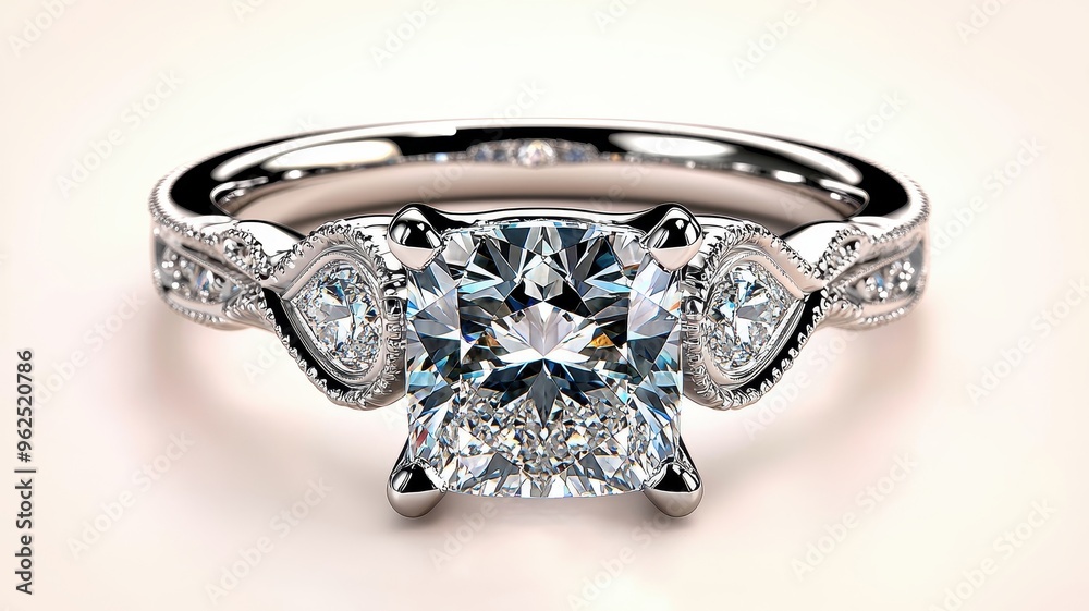 Stunning diamond ring with a brilliant cut center stone and elegant side accents, perfect for engagement or special occasions. Stunning diamond ring with a brilliant cut center stone and elegant side accents, perfect for engagement or special occasions.