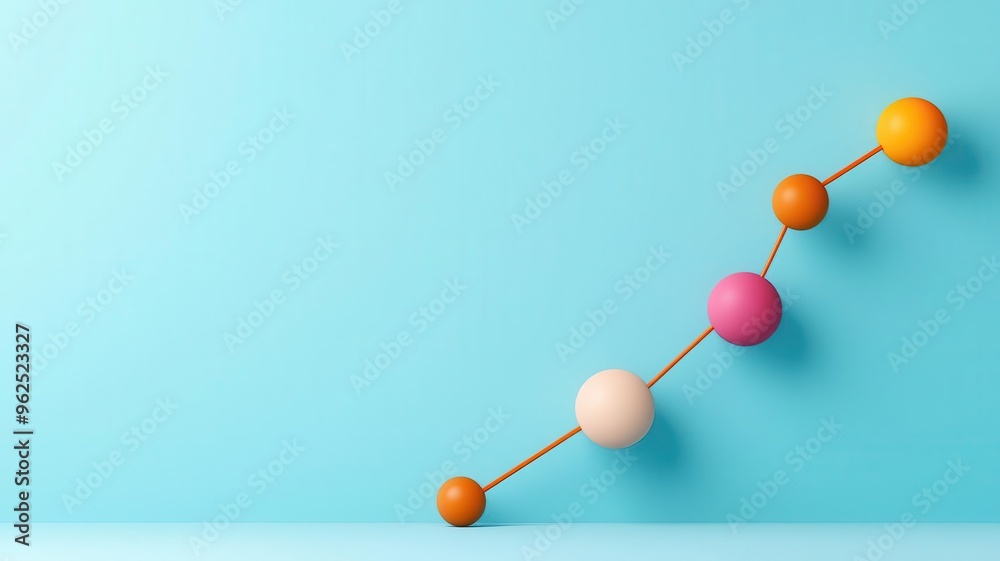 Obraz premium Linear regression, 3D chart with data points and bestfit line, 3D illustration