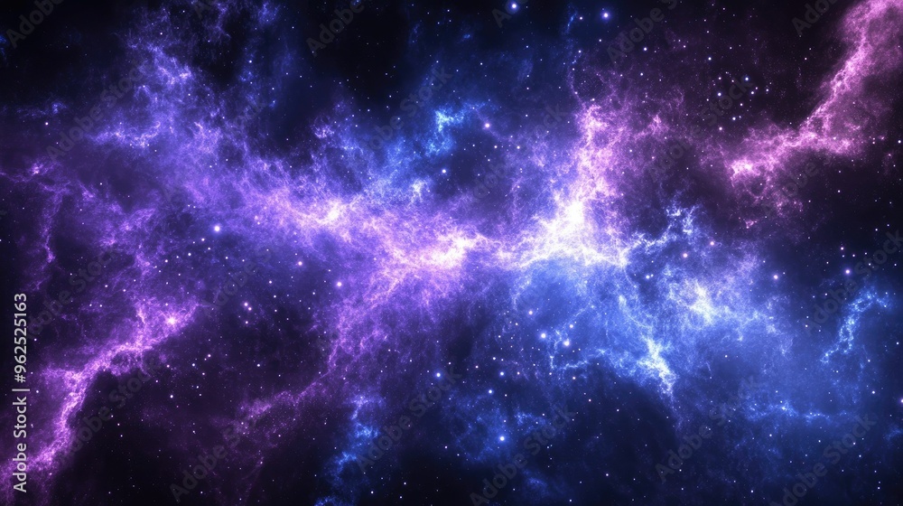 Fototapeta premium A vibrant nebula with swirling clouds of purple and blue gas against a backdrop of twinkling stars.