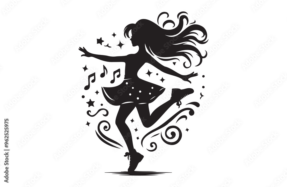 Fototapeta premium a girl dancing of silhouette vector illustration