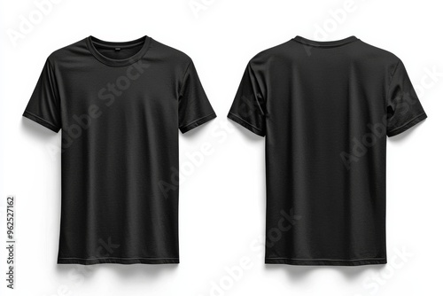 Black Tshirt Mockup Front and Back Isolated created with Generative AI