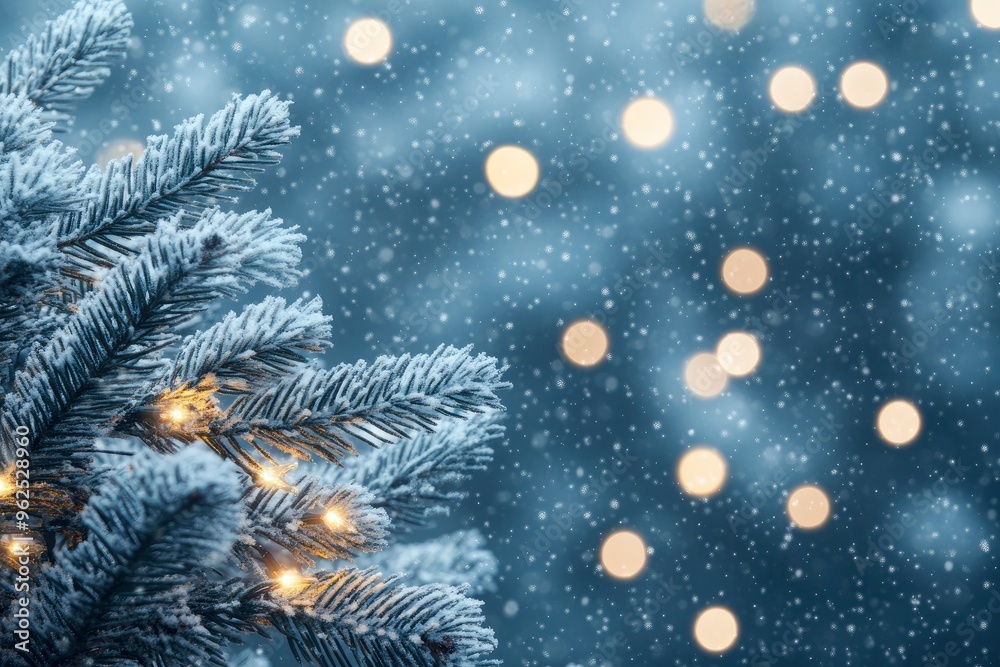 Christmas picture background with fir branches snow and fairy lights. stock photo Atmospheric image background with fir branches snow and fairy lights in different depths of field with generative ai Christmas picture background with fir branches snow and fairy lights. stock photo Atmospheric image background with fir branches snow and fairy lights in different depths of field with generative ai