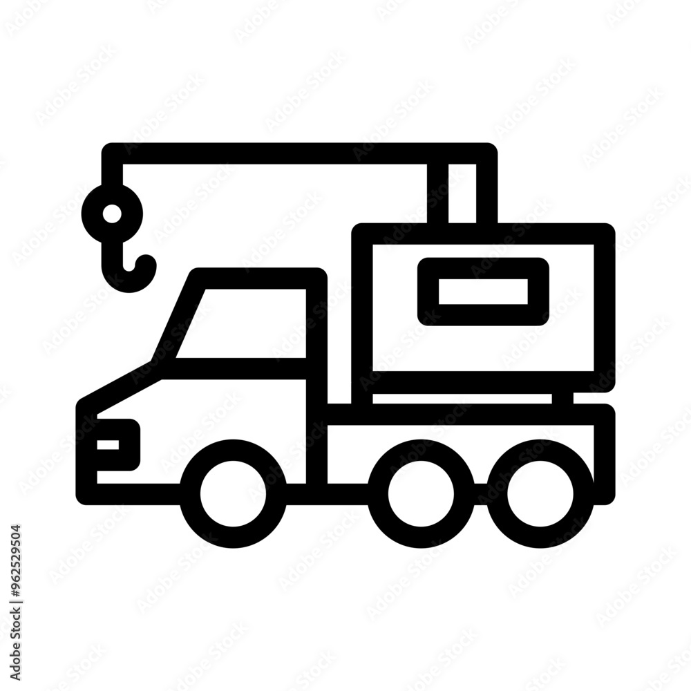 Crane truck, labor and constructions line icon set vector Crane truck, labor and constructions line icon set vector