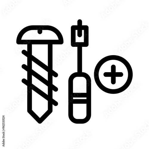 Screw, labor and constructions line icon set vector