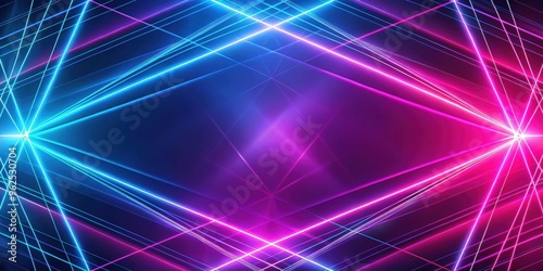 Neon background with abstract lines and laser beams in pink and blue colors , Neon, background, abstract, lines, laser beams