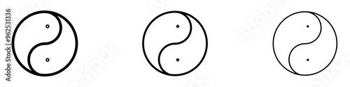 Yin yang liner icon vector set.