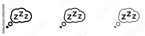 Zzz liner icon vector set.