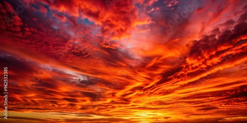 Vivid red sky with dramatic clouds at sunset, red sky, clouds, sunset, dramatic, moody, atmospheric, nature, weather, colors