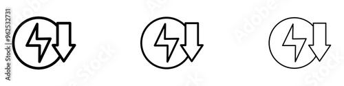 Energy reduction liner icon vector set.