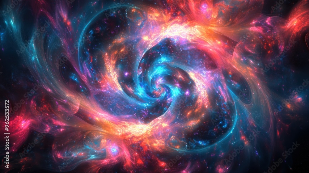 A Cosmic Nebula With Swirling Colors and Stars A Cosmic Nebula With Swirling Colors and Stars