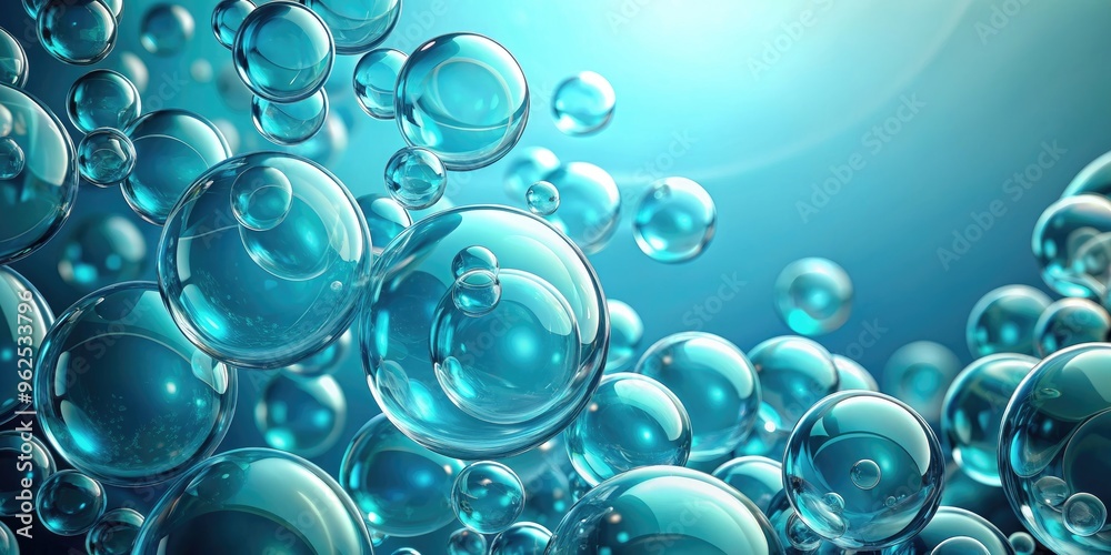 Abstract render of bubbles trapped in a membrane on aqua blue background, bubbles, trapped,membrane, aqua blue, background Abstract render of bubbles trapped in a membrane on aqua blue background, bubbles, trapped,membrane, aqua blue, background