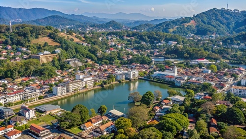 Beautiful aerial view of Kandy city in Sri Lanka, Kandy, Sri Lanka, scenic, landscape, cityscape, architecture, mountains photo