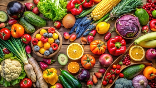 A colorful collection of various fruits and vegetables , healthy, produce, fresh, organic, nutrition, assortment, variety