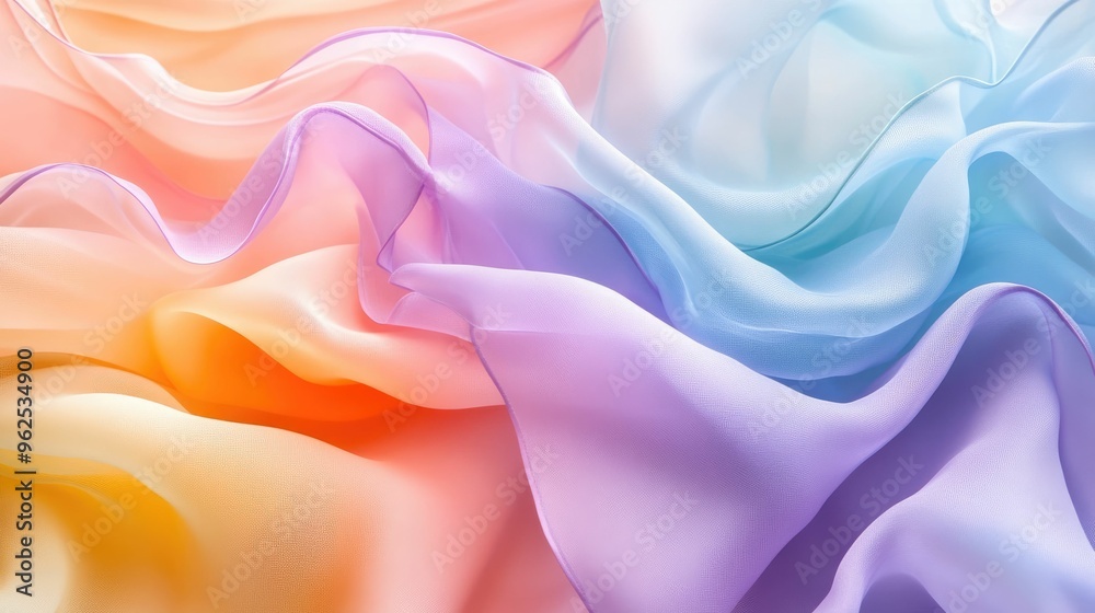 Fototapeta premium Abstract background of colorful flowing fabric in pastel hues.