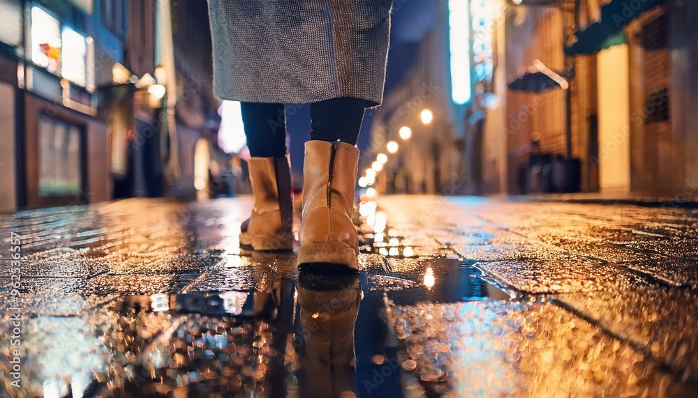Each step sends ripples across the puddles. Each step sends ripples across the puddles.