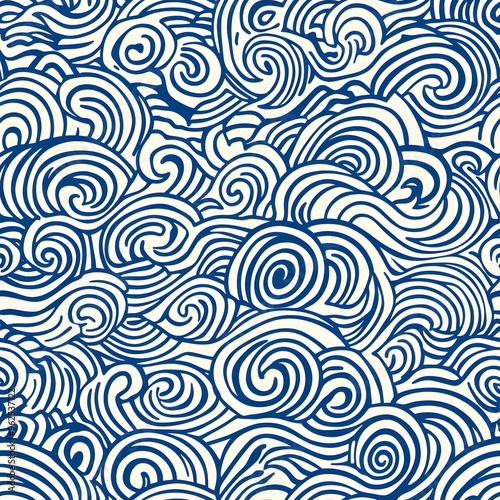 Chinese-inspired doodle tile seamless patterns in an illustrator graphic style