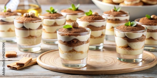 Tiramisu desserts elegantly displayed on a table for a first communion celebration, tiramisu, desserts