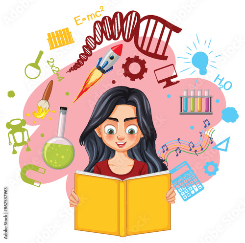 Girl Reading Science Book