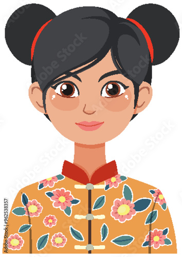 Woman in Traditional Floral Costume
